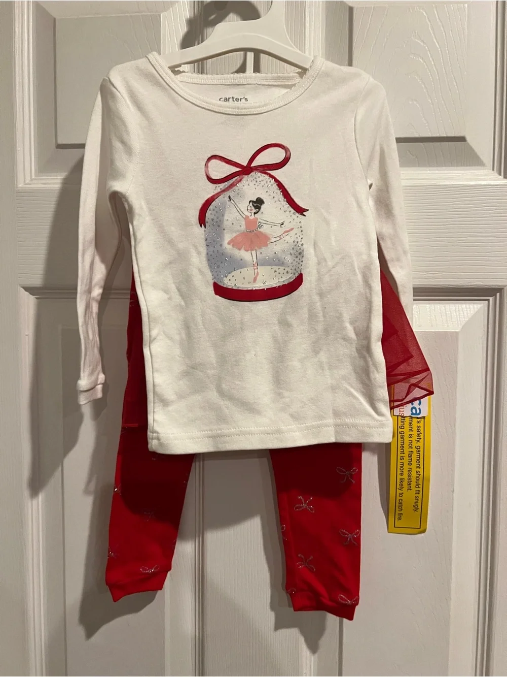 Carter's White and Red Ballerina Snow Globe Pajama Set with Tutu